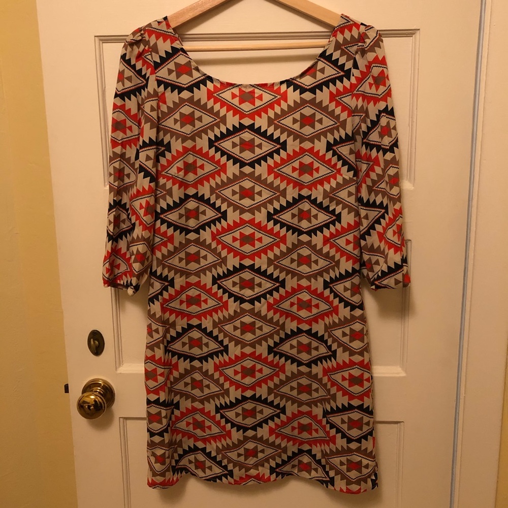 Orange retro 70s mini dress tunic professional